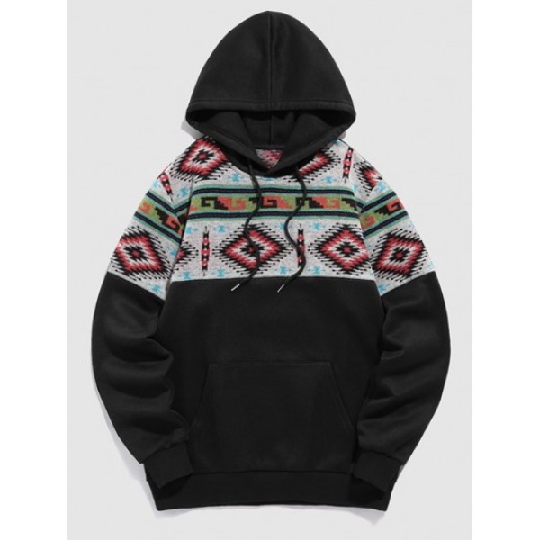 Ethnic Aztec Tribal Print Woolen Splicin...