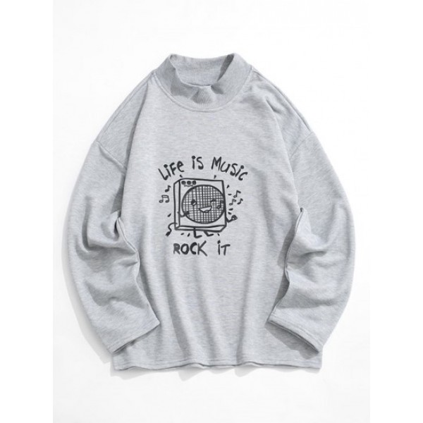 Life Is Music Graphic Drop Shoulder Swea...