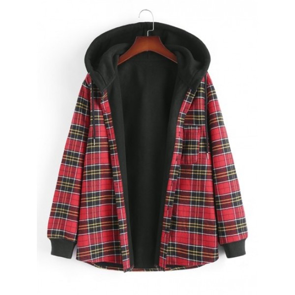 Fuzzy Flannel Plaid Fleece Lined Hooded ...