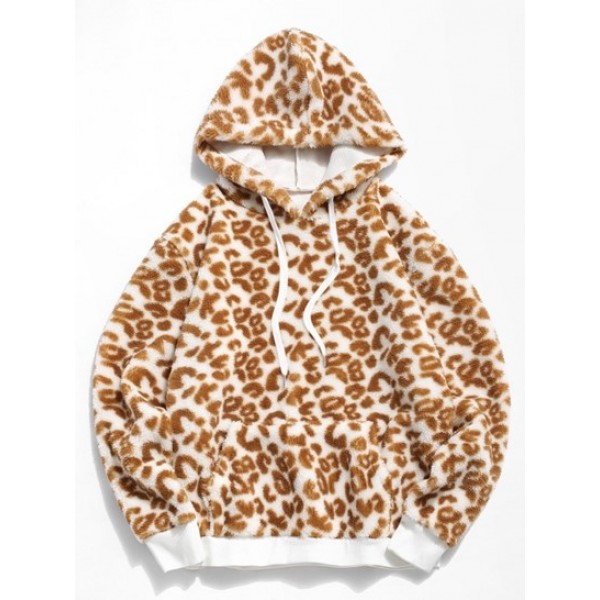 Leopard Pattern Fluffy Fleece Faux Fur T...