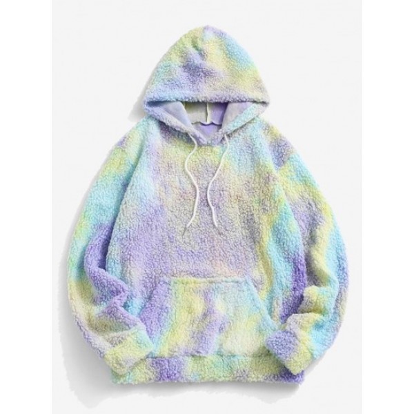 Tie Dye Front Pocket Fluffy Fleece Teddy...