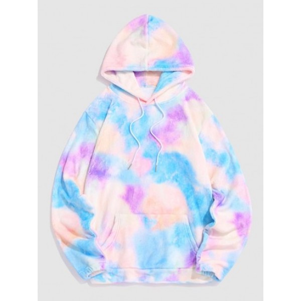 Tie Dye Pastel Polar Fluffy Hoodie