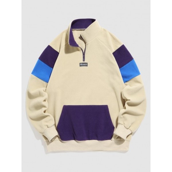 Colorblock Half Zip Polar Fleece Raglan ...