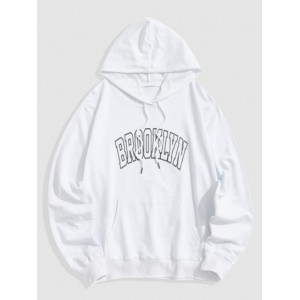 Vintage Letters Printed Kangaroo Pocket Essentials Hoodie