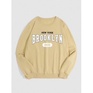 Vintage Letter BROOKLYN Printed Pullover...