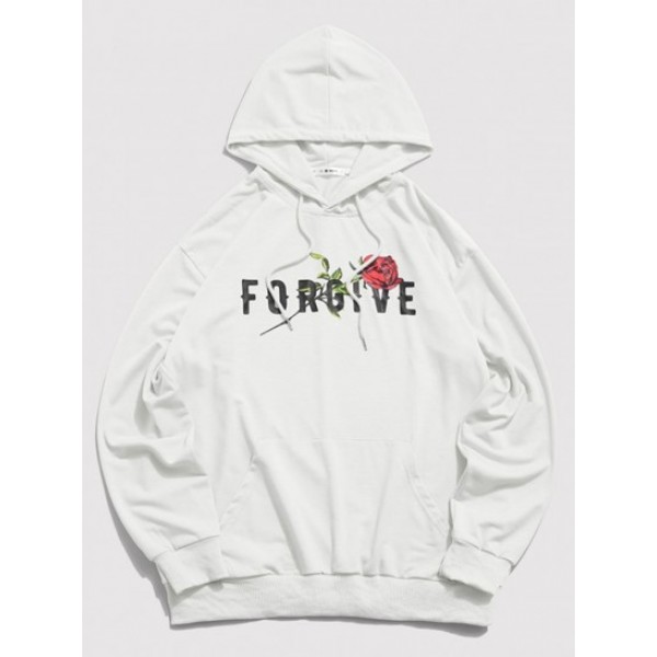 Forgive Rose Pattern Hoodie