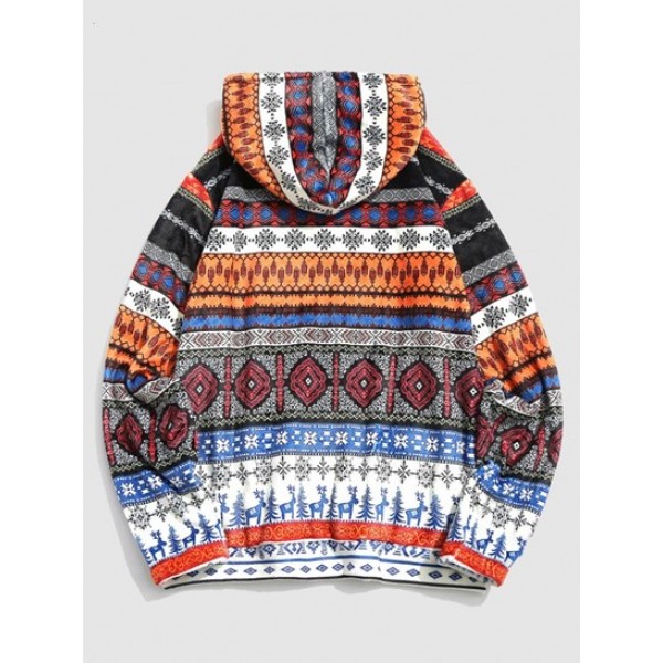 Tribal Pattern Fluffy Christmas Hoodie