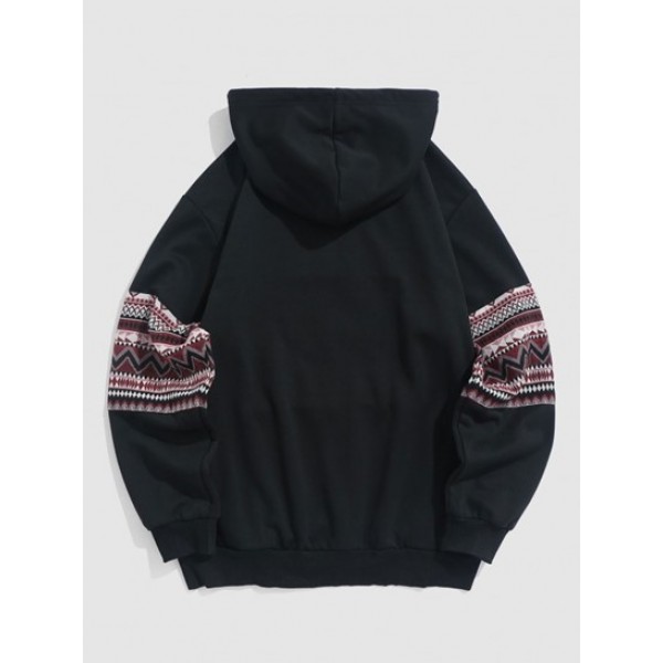 Ethnic Aztec Tribal Print Pocket Fleece-lined Hoodie