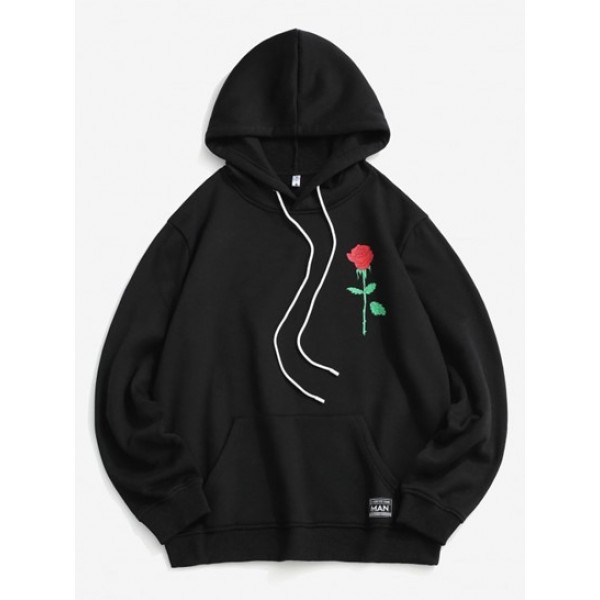 Rose Letter Graphic Fleece Lined Hoodie