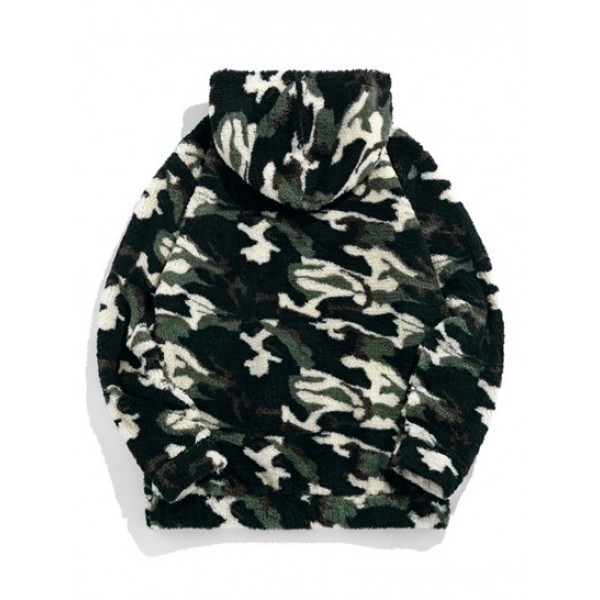 Camouflage Fluffy Sherpa Fleece Hoodie