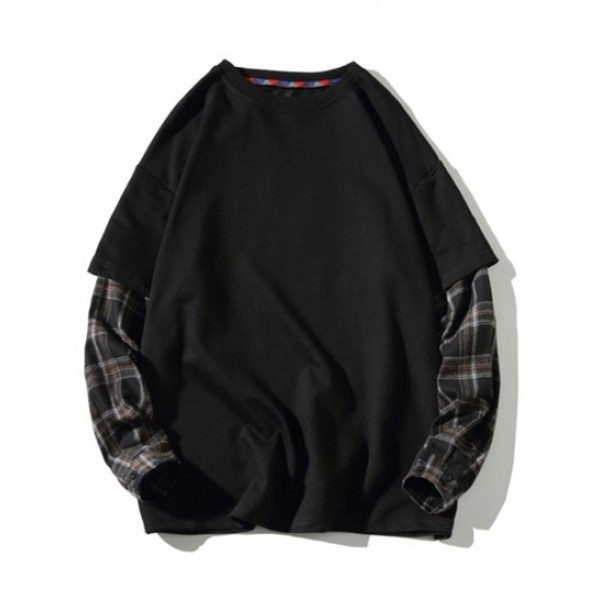 Backpack Print Plaid Faux Twinset Sweatshirt