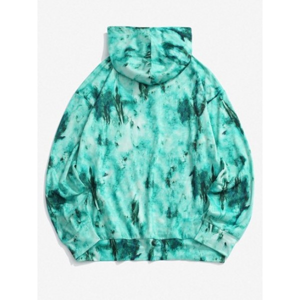 Tie Dye Front Pocket Drawstring Hoodie