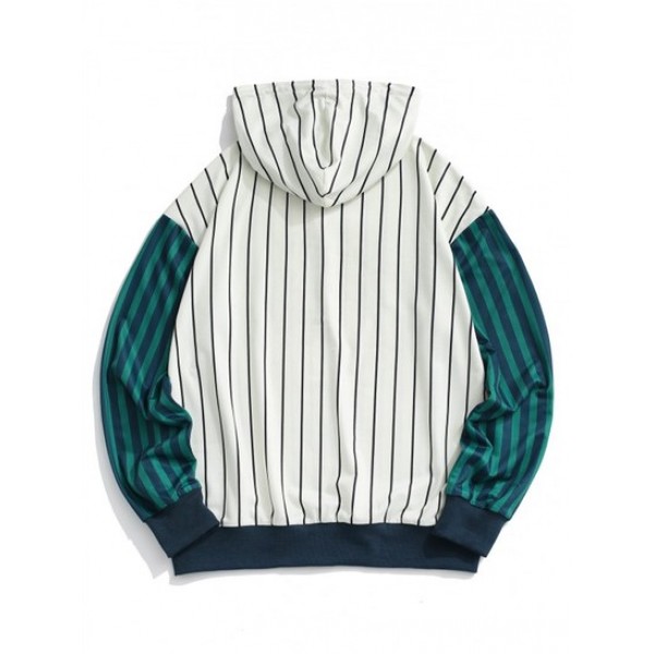 Two Tone Striped Drop Shoulder Hoodie