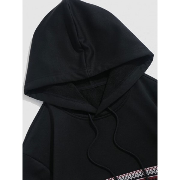 Ethnic Aztec Tribal Print Pocket Fleece-lined Hoodie