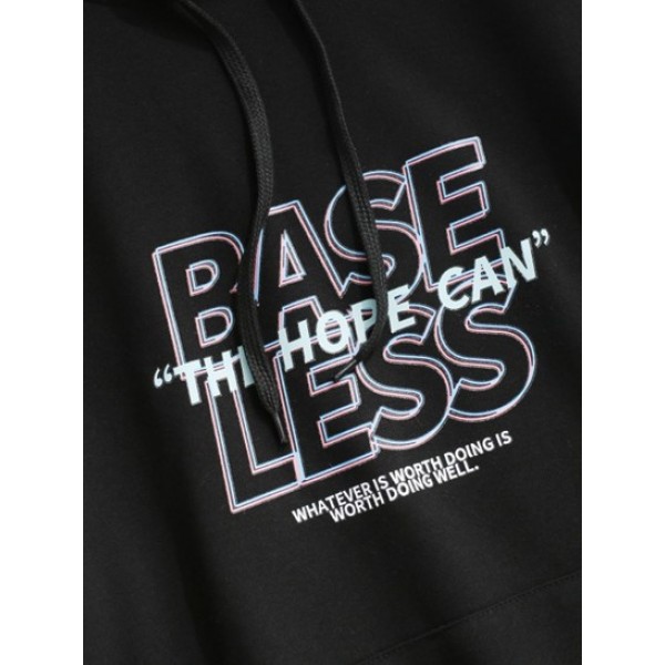 Slogan Print Drop Shoulder Essentials Hoodie