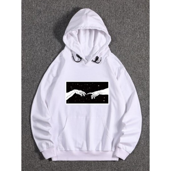 Galaxy Hands Print Front Pocket Fleece Hoodie