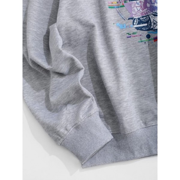 Planet Astronaut Graphic Drop Shoulder Sweatshirt