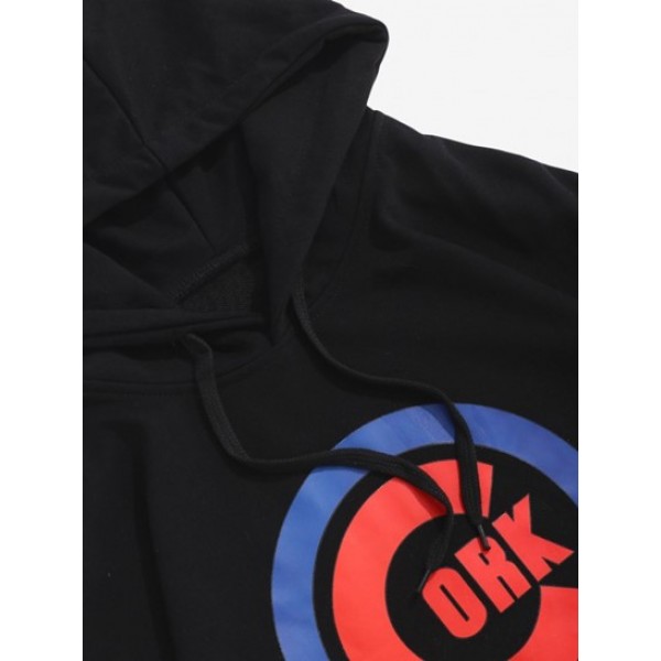 Letter Graphic Printed Kangaroo Pocket Hoodie