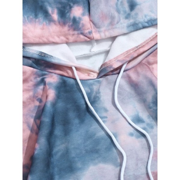 Tie Dye Pullover Fleece Drawstring Hoodie