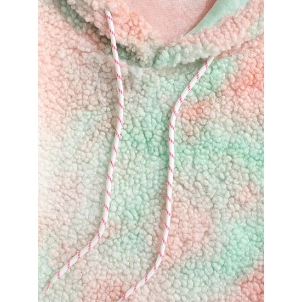 Tie Dye Patched Fleece Teddy Hoodie