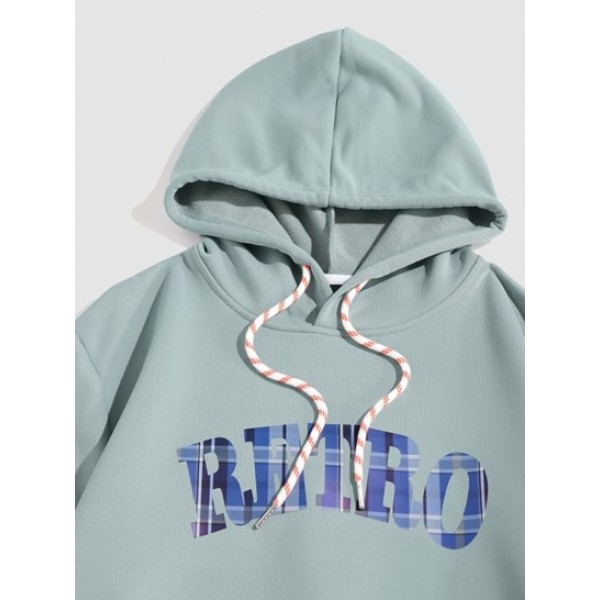 Streetwear Printed Retro Letter Pocket Essentials Hoodie