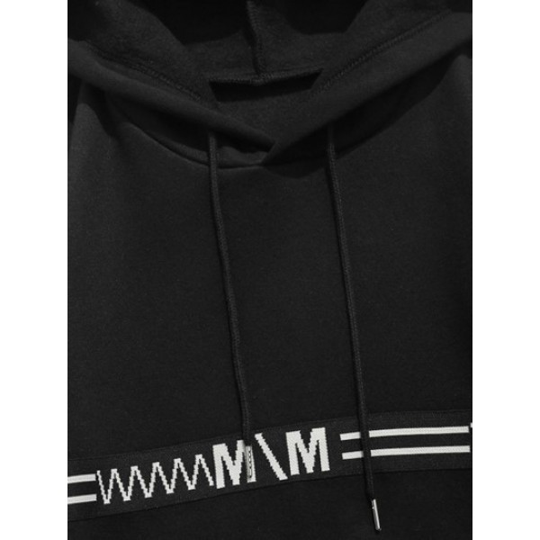 Letter Graphic Print Front Pocket Fleece Hoodie