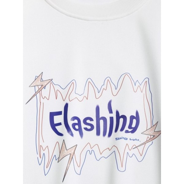 Flashing Letter Line Graphic Drop Shoulder Sweatshirt