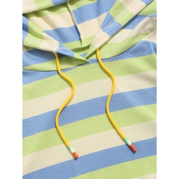 Colorblock Stripes Knitted Hoodie