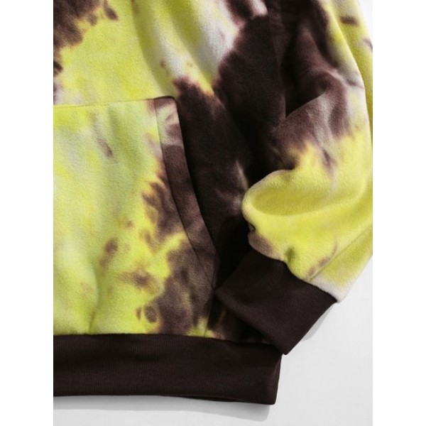 Tokyo Japanese Embroidery Tie Dye Fluffy Fleece Hoodie