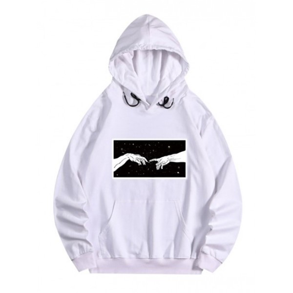 Galaxy Hands Print Front Pocket Fleece Hoodie