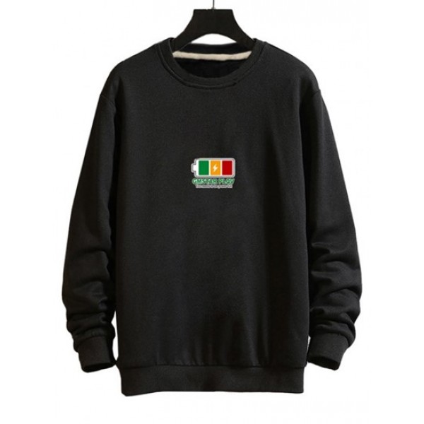 Full Battery Graphic Drop Shoulder Casual Sweatshirt