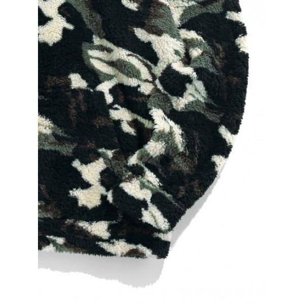 Camouflage Fluffy Sherpa Fleece Hoodie