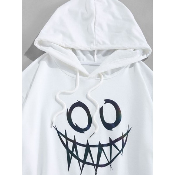 Luminous Cartoon Print Kangaroo Pocket Hoodie