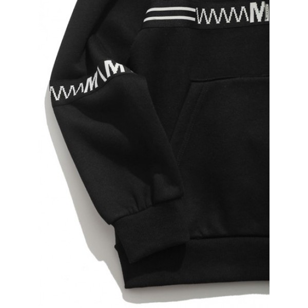 Letter Graphic Print Front Pocket Fleece Hoodie