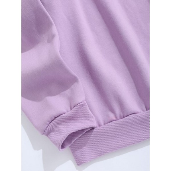 Fleece Lining Solid Color Essentials Pullover Sweatshirt