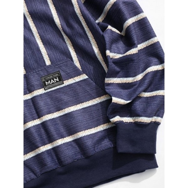 Striped Print V-neck Hoodie