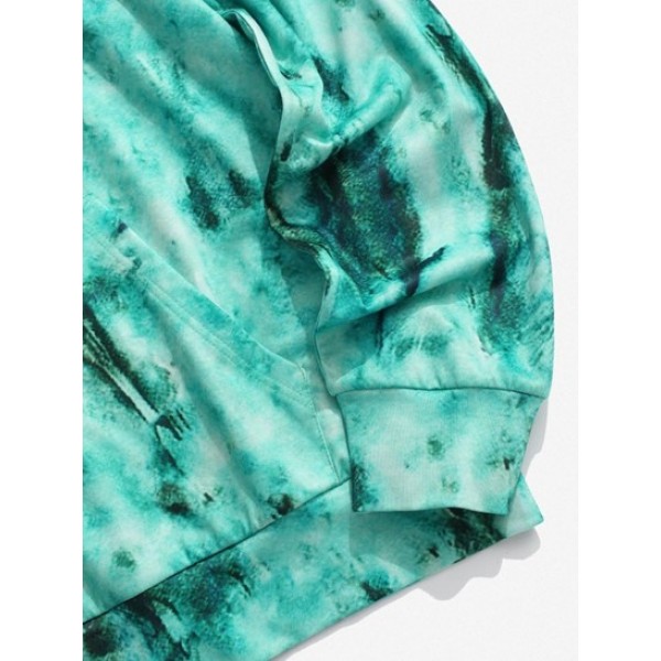 Tie Dye Front Pocket Drawstring Hoodie